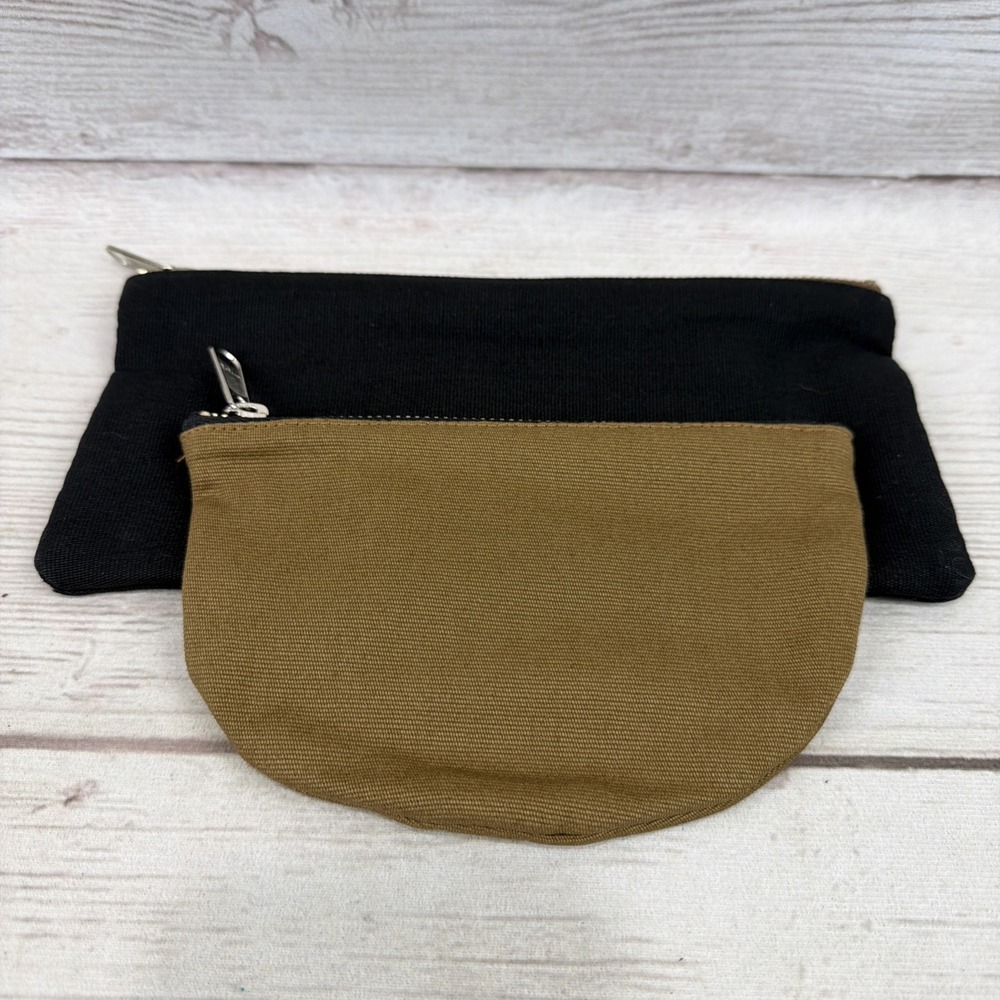 Elizabeth Suzann Zip Pouch 2-Piece Set Cotton Canvas Black & Brown